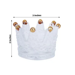 6 Pack Clear Crystal Glass Crown Tea Light Votive Candle Holders With Gold Beaded Tips - 3"x2" -Home Decor Promotional Store CAND HOLD 015 CLRGD 98