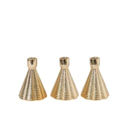 3 Pack Metallic Gold Ribbed Ceramic Taper Candle Holders, Cone Shaped Candlestick Stands 5" 16 3 Pack Metallic Gold Ribbed Ceramic Taper Candle Holders, Cone Shaped Candlestick Stands 5" -Home Decor Promotional Store CAND HOLD TP002 5 GOLD 99 5d9d4296 b422 4d00 ab15 1eb332b8b26b