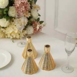 3 Pack Metallic Gold Ribbed Ceramic Taper Candle Holders, Cone Shaped Candlestick Stands 5" 20 3 Pack Metallic Gold Ribbed Ceramic Taper Candle Holders, Cone Shaped Candlestick Stands 5" -Home Decor Promotional Store CAND HOLD TP002 5 GOLD D04 5bad05a0 5539 404b 9243 ead20eabd949