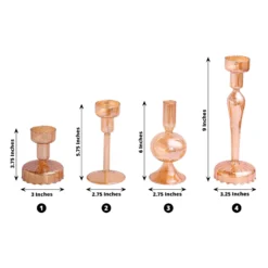 Set Of 4 Assorted Gold Glass Taper Votive Candle Holders, Lined Crystal Glass Tea Light Candle Stand Set - 4", 5.5", 6", 9" -Home Decor Promotional Store CAND HOLD TP008 GOLD 98
