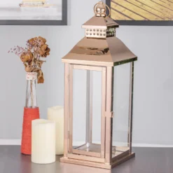 Prism Top Stainless Steel Candle Lantern Centerpiece Outdoor Metal Patio Lantern 19" -Home Decor Promotional Store CAND LANT001 M 054 D01.progressive 711249c1 3343 431f 9af6 d486a23e67f5