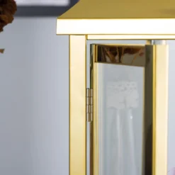 Prism Top Stainless Steel Candle Lantern Centerpiece Outdoor Metal Patio Lantern 19" -Home Decor Promotional Store CAND LANT001 M GOLD D04.progressive 0a35e7cc efc9 49f5 b90b bd0afb46258f