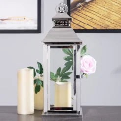 Prism Top Stainless Steel Candle Lantern Centerpiece Outdoor Metal Patio Lantern 19" -Home Decor Promotional Store CAND LANT001 M PARENT 3