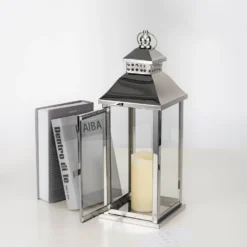 Prism Top Stainless Steel Candle Lantern Centerpiece Outdoor Metal Patio Lantern 19" -Home Decor Promotional Store CAND LANT001 M SILV D10.progressive aa2b79f2 99a8 4f86 9956 7353058d011e