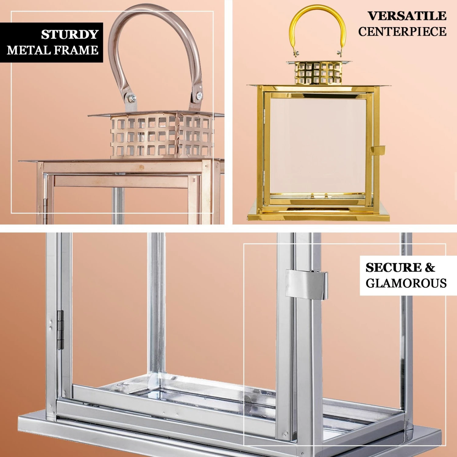 Cage Top Stainless Steel Candle Lantern Centerpiece Outdoor Metal Patio Lantern 10" 2 Cage Top Stainless Steel Candle Lantern Centerpiece Outdoor Metal Patio Lantern 10" - Image 2