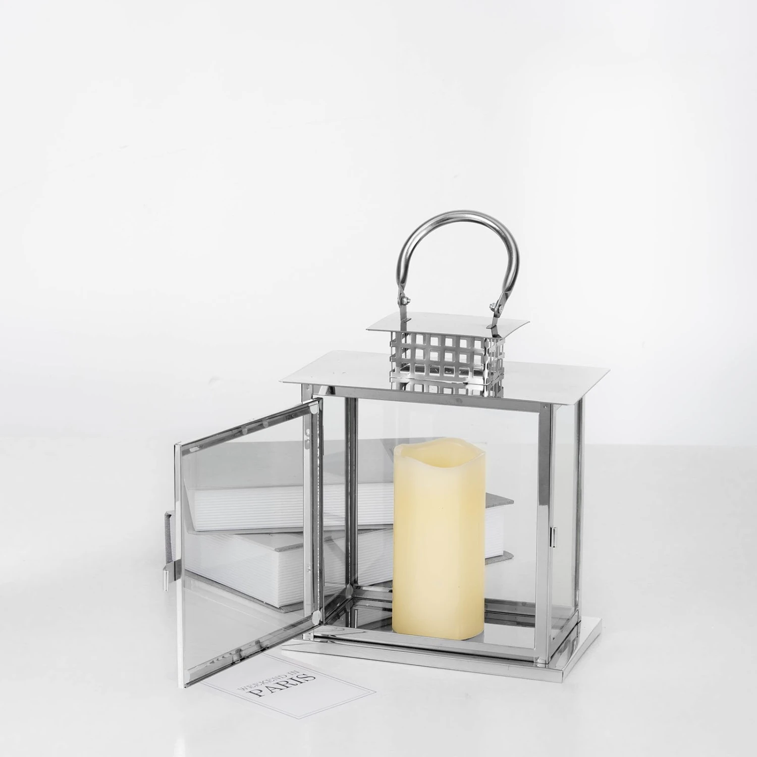 Cage Top Stainless Steel Candle Lantern Centerpiece Outdoor Metal Patio Lantern 10" 19 Cage Top Stainless Steel Candle Lantern Centerpiece Outdoor Metal Patio Lantern 10" - Image 19