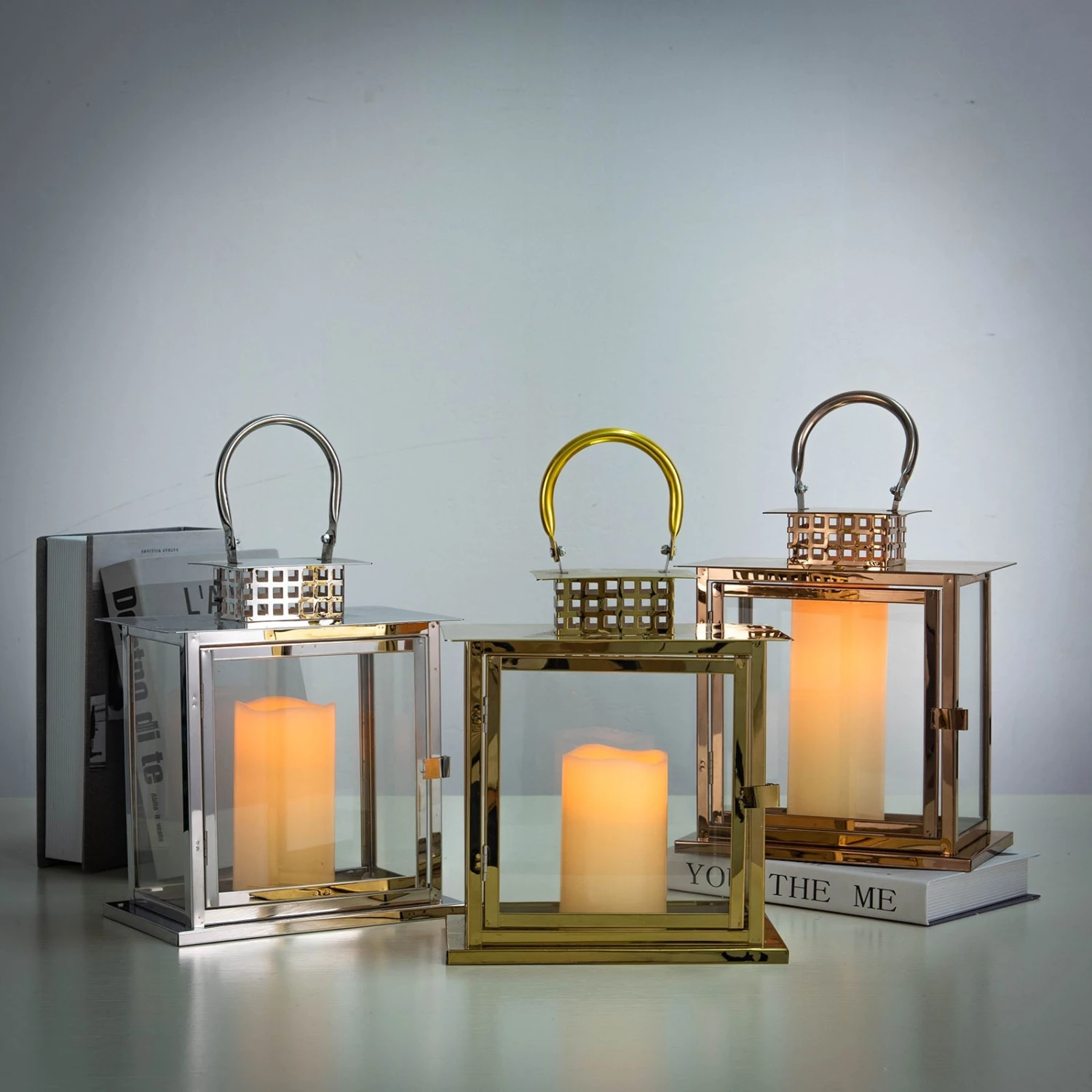 Cage Top Stainless Steel Candle Lantern Centerpiece Outdoor Metal Patio Lantern 10" 4 Cage Top Stainless Steel Candle Lantern Centerpiece Outdoor Metal Patio Lantern 10" - Image 4