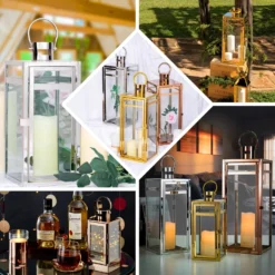 Gold Vintage Top Stainless Steel Candle Lantern Centerpiece Outdoor Metal Patio Lantern -Home Decor Promotional Store CAND LANT003 EBC 3b99e91e c161 4d77 a055 93d3e4d7e77c