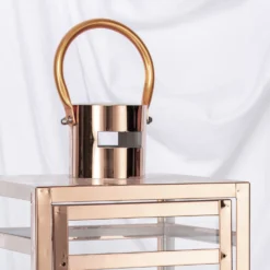 Rose Gold Vintage Top Stainless Steel Candle Lantern Centerpiece Outdoor Metal Patio Lantern -Home Decor Promotional Store CAND LANT003 L 054 D04