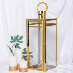 Gold Vintage Top Stainless Steel Candle Lantern Centerpiece Outdoor Metal Patio Lantern -Home Decor Promotional Store CAND LANT003 L GOLD D01.progressive a37ccead b803 4bef b4db 726563fca81c