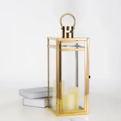 Gold Vintage Top Stainless Steel Candle Lantern Centerpiece Outdoor Metal Patio Lantern -Home Decor Promotional Store CAND LANT003 L GOLD 01 baad4776 a735 4069 acee ac0f042cd6fd