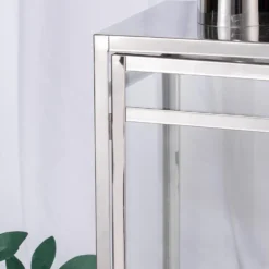 Silver Vintage Top Stainless Steel Candle Lantern Centerpiece Outdoor Metal Patio Lantern -Home Decor Promotional Store CAND LANT003 L SILV D05