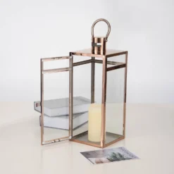 Rose Gold Vintage Top Stainless Steel Candle Lantern Centerpiece Outdoor Metal Patio Lantern -Home Decor Promotional Store CAND LANT003 M 054 D13.progressive 51197448 da9e 4aaf b98a 43a7101650de