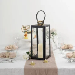 Black & Gold Top Stainless Steel Candle Lantern Centerpiece Outdoor Metal Patio Lantern 33 Black & Gold Top Stainless Steel Candle Lantern Centerpiece Outdoor Metal Patio Lantern -Home Decor Promotional Store CAND LANT003 M BLK D02.progressive da7b0bea 23b4 4aa2 a2cf 43362304be66