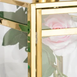 Gold Vintage Top Stainless Steel Candle Lantern Centerpiece Outdoor Metal Patio Lantern -Home Decor Promotional Store CAND LANT003 M GOLD D04