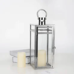 Silver Vintage Top Stainless Steel Candle Lantern Centerpiece Outdoor Metal Patio Lantern -Home Decor Promotional Store CAND LANT003 M SILV 01 98628293 5c41 4bcc 980b 2faef5ec5452