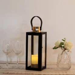 Black & Gold Top Stainless Steel Candle Lantern Centerpiece Outdoor Metal Patio Lantern 26 Black & Gold Top Stainless Steel Candle Lantern Centerpiece Outdoor Metal Patio Lantern -Home Decor Promotional Store CAND LANT003 S BLK D01.progressive c7f8baa8 fdcd 4e82 adc9 a5f06639b7a7