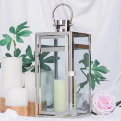 Silver Vintage Top Stainless Steel Candle Lantern Centerpiece Outdoor Metal Patio Lantern -Home Decor Promotional Store CAND LANT003 S SILV D0.progressive 7aaf69d4 ae2b 4a72 9772 6fbb8c772306