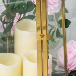 Gold Cone Top Stainless Steel Candle Lantern Centerpiece Outdoor Metal Patio Lantern -Home Decor Promotional Store CAND LANT004 L GOLD D07 644f9582 1305 4fe0 a590 52b50a0f9d71