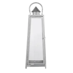 Silver Cone Top Stainless Steel Candle Lantern Centerpiece Outdoor Metal Patio Lantern -Home Decor Promotional Store CAND LANT004 L SILV D09