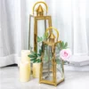 Gold Cone Top Stainless Steel Candle Lantern Centerpiece Outdoor Metal Patio Lantern