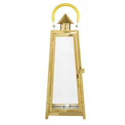 Gold Cone Top Stainless Steel Candle Lantern Centerpiece Outdoor Metal Patio Lantern -Home Decor Promotional Store CAND LANT004 M GOLD D07