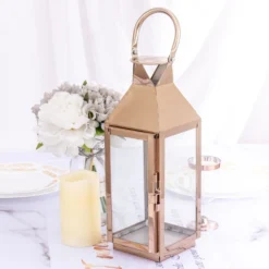 Rose Gold Crown Top Stainless Steel Candle Lantern Centerpiece Outdoor Metal Patio Lantern -Home Decor Promotional Store CAND LANT005 M 054 02 d17774e0 2006 4b55 a2bf b6a7f67c72d4