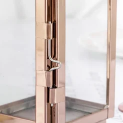 Rose Gold Crown Top Stainless Steel Candle Lantern Centerpiece Outdoor Metal Patio Lantern -Home Decor Promotional Store CAND LANT005 S 054 D04