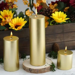 Dripless Unscented Pillar Candle, Long Lasting Candle 9" -Home Decor Promotional Store CAND PL001 9 GOLD D03