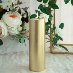 Dripless Unscented Pillar Candle, Long Lasting Candle 9" -Home Decor Promotional Store CAND PL001 9 GOLD 02