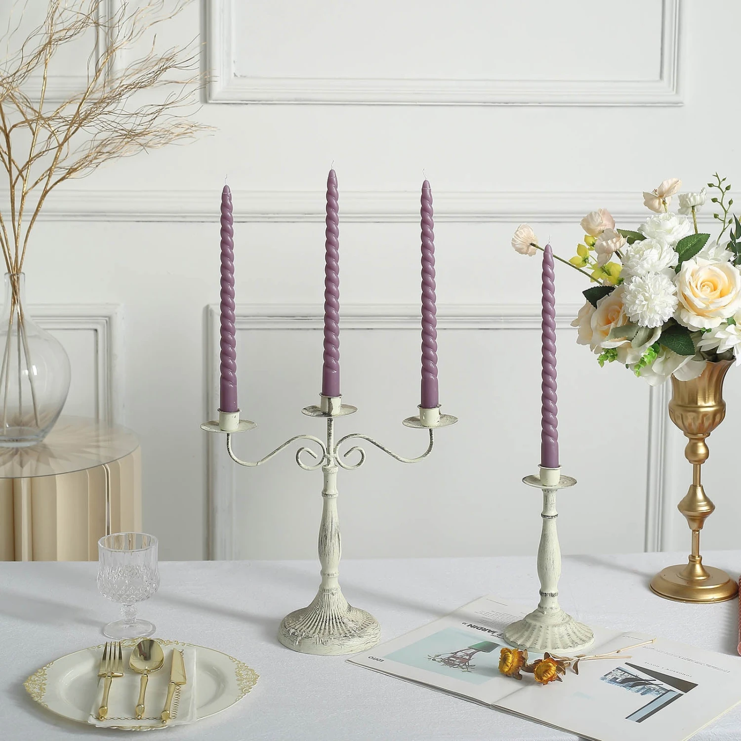 12 Pack Premium Spiral Long Burn Wick Taper Candles, Tall Unscented Wax Dinner Candle Sticks 11" 5 12 Pack Premium Spiral Long Burn Wick Taper Candles, Tall Unscented Wax Dinner Candle Sticks 11" - Image 5