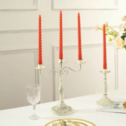 12 Pack Premium Spiral Long Burn Wick Taper Candles, Tall Unscented Wax Dinner Candle Sticks 11" 37 12 Pack Premium Spiral Long Burn Wick Taper Candles, Tall Unscented Wax Dinner Candle Sticks 11" -Home Decor Promotional Store CAND TP08 TERC D02