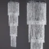 Acrylic Diamond Hanging Chandelier, Free Standing Centerpiece + Free Stand, Poles And Hanging Chains 36"