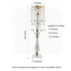 Acrylic Crystal Chain Flower Diamond Pendant Chandelier Stand - Short Strand 28" -Home Decor Promotional Store CHDLR 020 GOLD 98 min