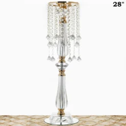 Acrylic Crystal Chain Flower Diamond Pendant Chandelier Stand - Short Strand 28" -Home Decor Promotional Store CHDLR 020 GOLD D02