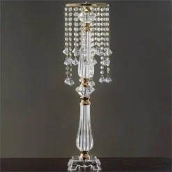 Acrylic Crystal Chain Flower Diamond Pendant Chandelier Stand - Short Strand 28" -Home Decor Promotional Store CHDLR 020 GOLD 01