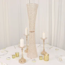 36" Metallic Gold And Crystal Beaded Hurricane Floral Vase Centerpiece 19 36" Metallic Gold And Crystal Beaded Hurricane Floral Vase Centerpiece -Home Decor Promotional Store CHDLR 025 36 GOLD D02