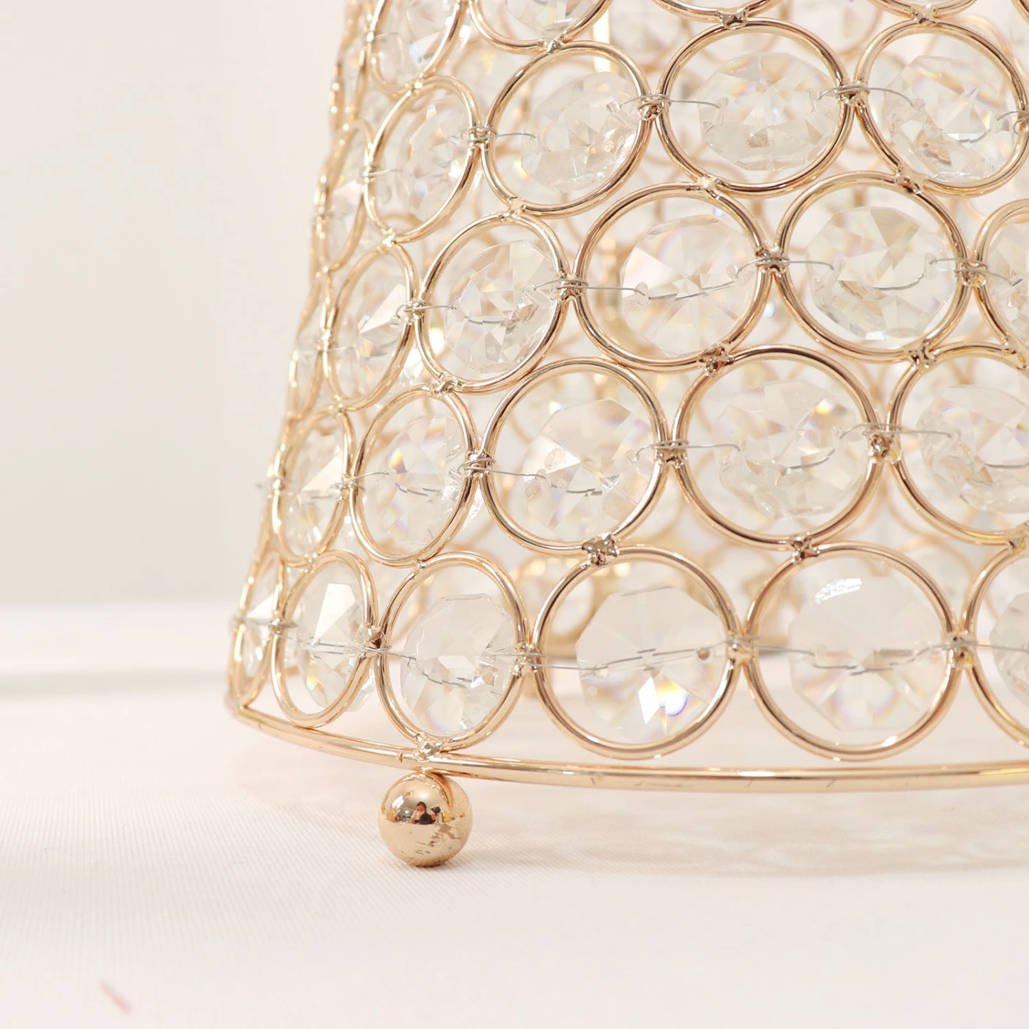 36" Metallic Gold And Crystal Beaded Hurricane Floral Vase Centerpiece 11 36" Metallic Gold And Crystal Beaded Hurricane Floral Vase Centerpiece - Image 11