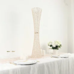36" Metallic Gold And Crystal Beaded Hurricane Floral Vase Centerpiece 23 36" Metallic Gold And Crystal Beaded Hurricane Floral Vase Centerpiece -Home Decor Promotional Store CHDLR 025 36 GOLD D13