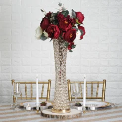 24" Crystal Beaded Hurricane Floral Vase Centerpiece 18 24" Crystal Beaded Hurricane Floral Vase Centerpiece -Home Decor Promotional Store CHDLR 025 GOLD D06