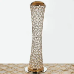 24" Crystal Beaded Hurricane Floral Vase Centerpiece 20 24" Crystal Beaded Hurricane Floral Vase Centerpiece -Home Decor Promotional Store CHDLR 025 GOLD 01