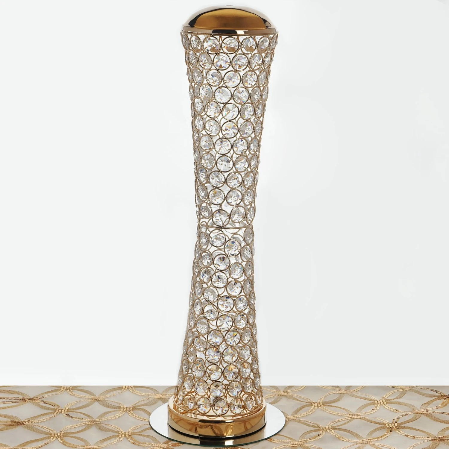 24" Crystal Beaded Hurricane Floral Vase Centerpiece 8 24" Crystal Beaded Hurricane Floral Vase Centerpiece - Image 8