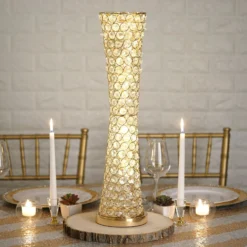 24" Crystal Beaded Hurricane Floral Vase Centerpiece