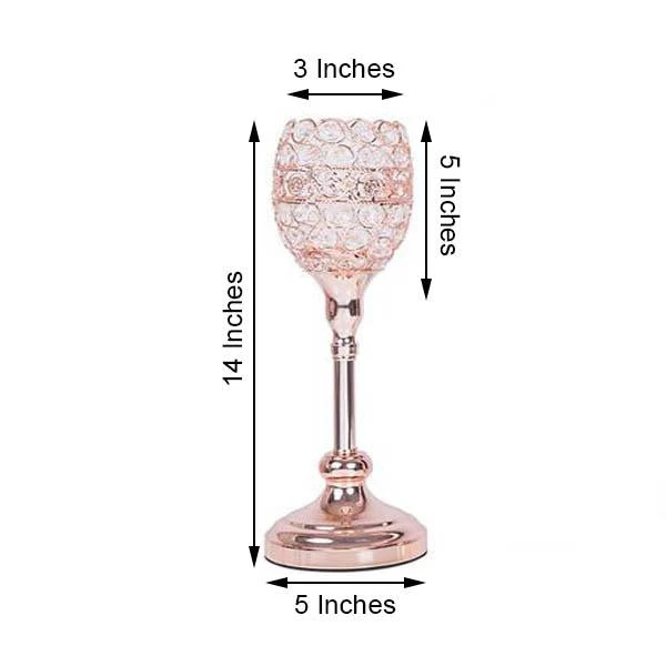 2 Pack Metal Goblet Acrylic Crystal Votive Candle Holder Set 14" 4 2 Pack Metal Goblet Acrylic Crystal Votive Candle Holder Set 14" - Image 4