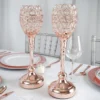 2 Pack Metal Goblet Acrylic Crystal Votive Candle Holder Set 14"