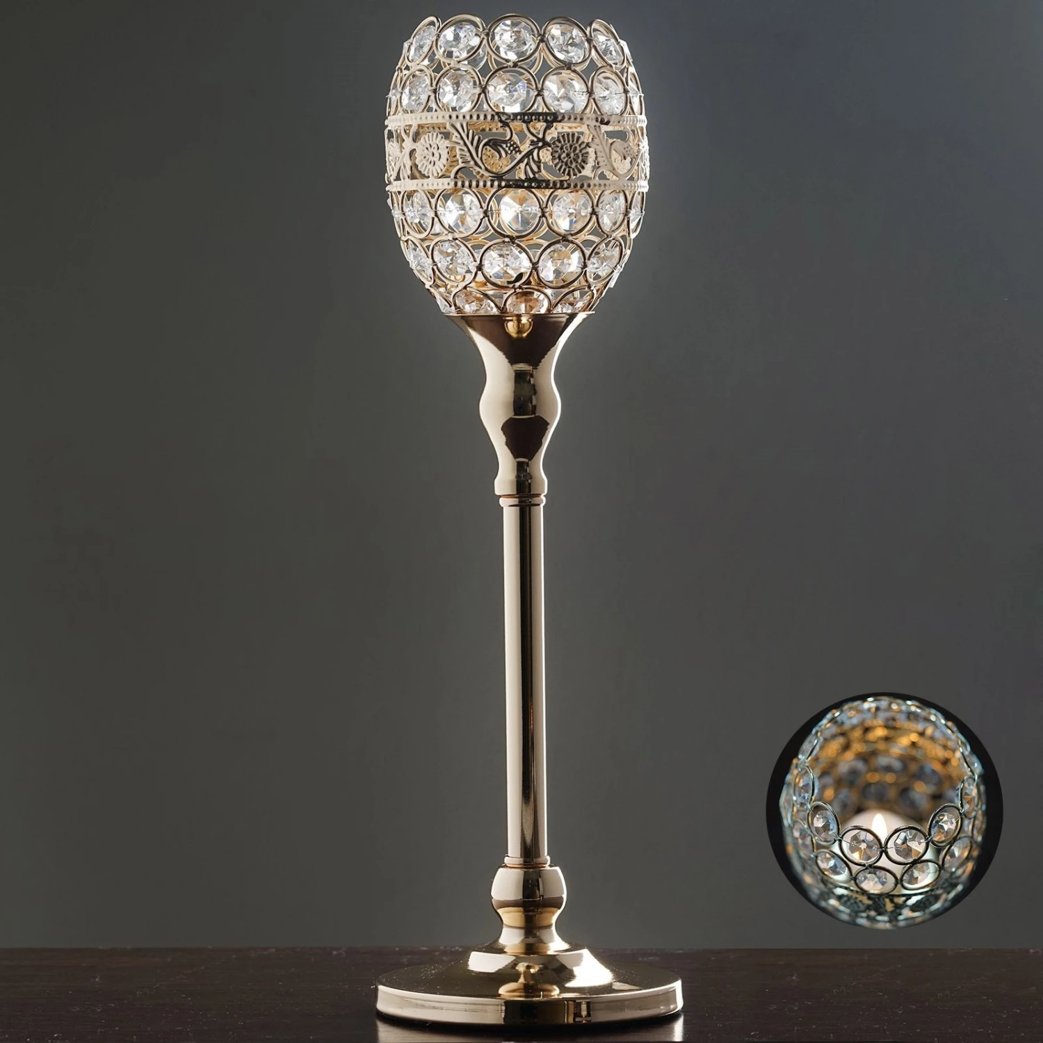 2 Pack Metal Goblet Acrylic Crystal Votive Candle Holder Set 16" 9 2 Pack Metal Goblet Acrylic Crystal Votive Candle Holder Set 16" - Image 9