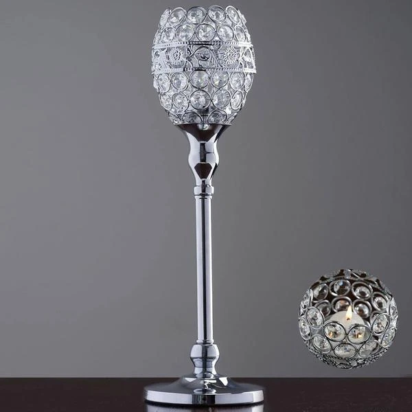 2 Pack Metal Goblet Acrylic Crystal Votive Candle Holder Set 16" 13 2 Pack Metal Goblet Acrylic Crystal Votive Candle Holder Set 16" - Image 13