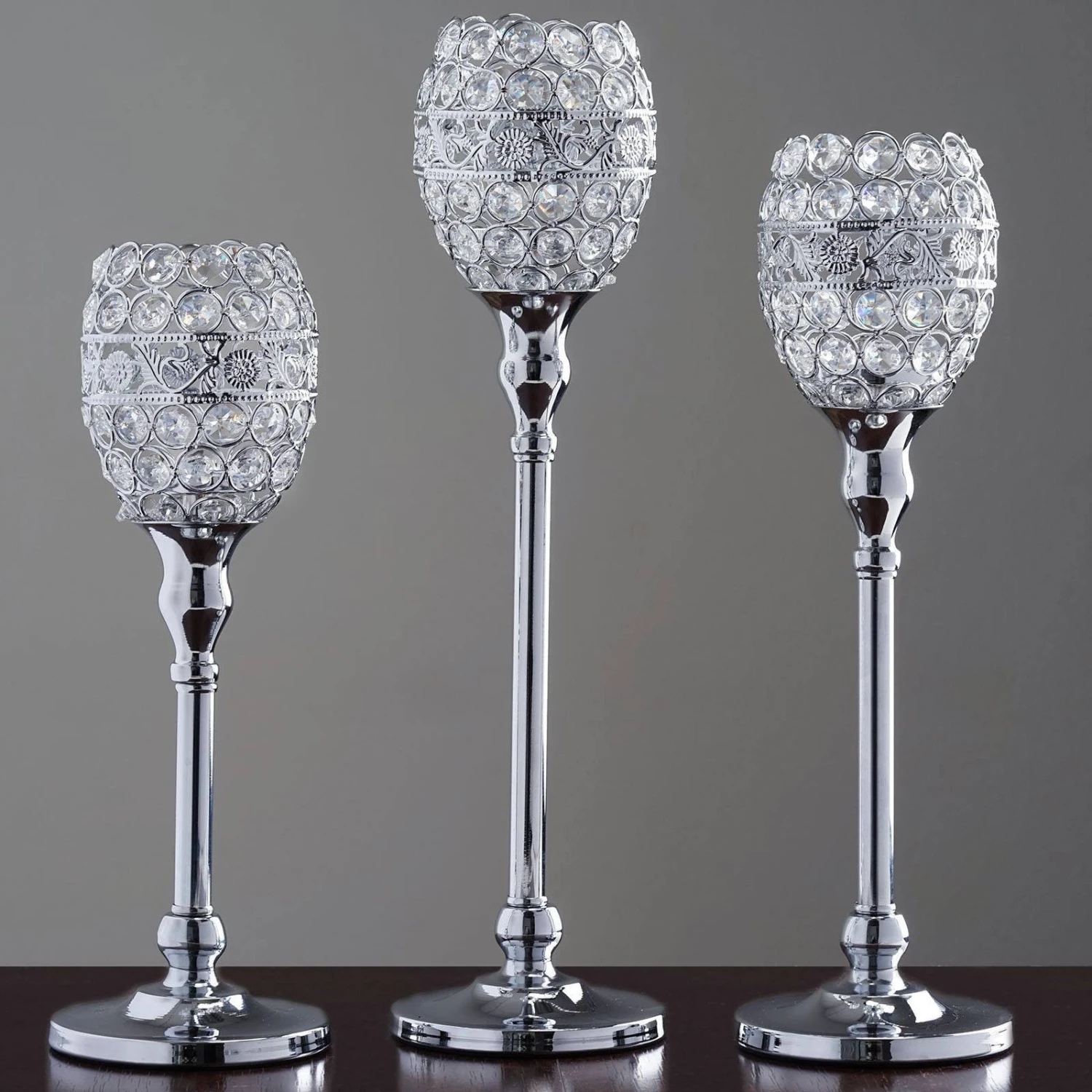 2 Pack Metal Goblet Acrylic Crystal Votive Candle Holder Set 18" Tall 15 2 Pack Metal Goblet Acrylic Crystal Votive Candle Holder Set 18" Tall - Image 15