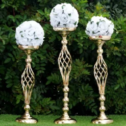 2 Pack Reversible Votive Candle Holder Set Flower Ball Pedestal Stand 23" 17 2 Pack Reversible Votive Candle Holder Set Flower Ball Pedestal Stand 23" -Home Decor Promotional Store CHDLR 031 GOLD D02