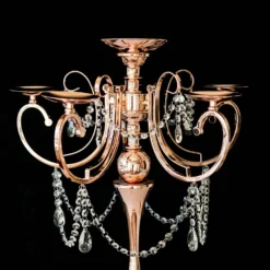 Metal 5 Arm Candelabra Votive Candle Holder With Hanging Crystal Drops 27" -Home Decor Promotional Store CHDLR 038 PARENT 2